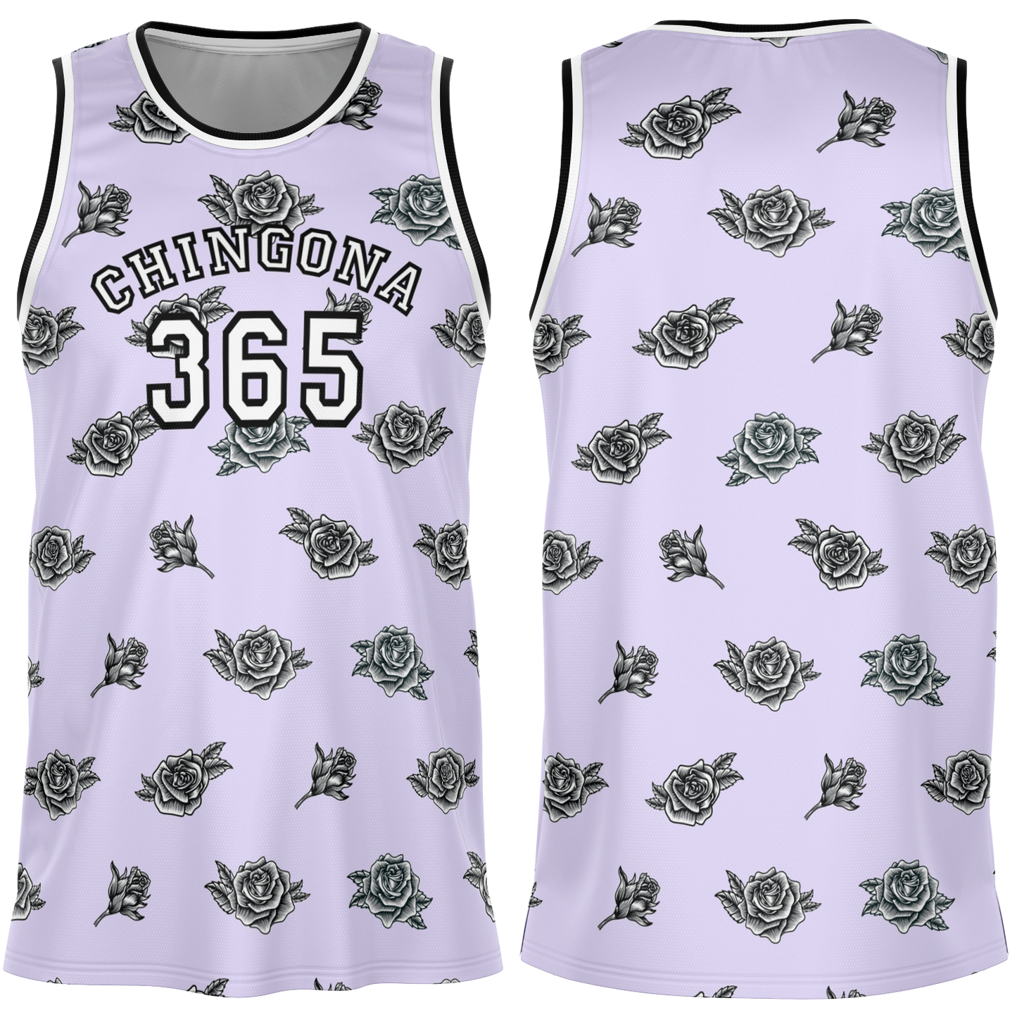 Chingona 365 with Roses - Lavender Basketball Jersey