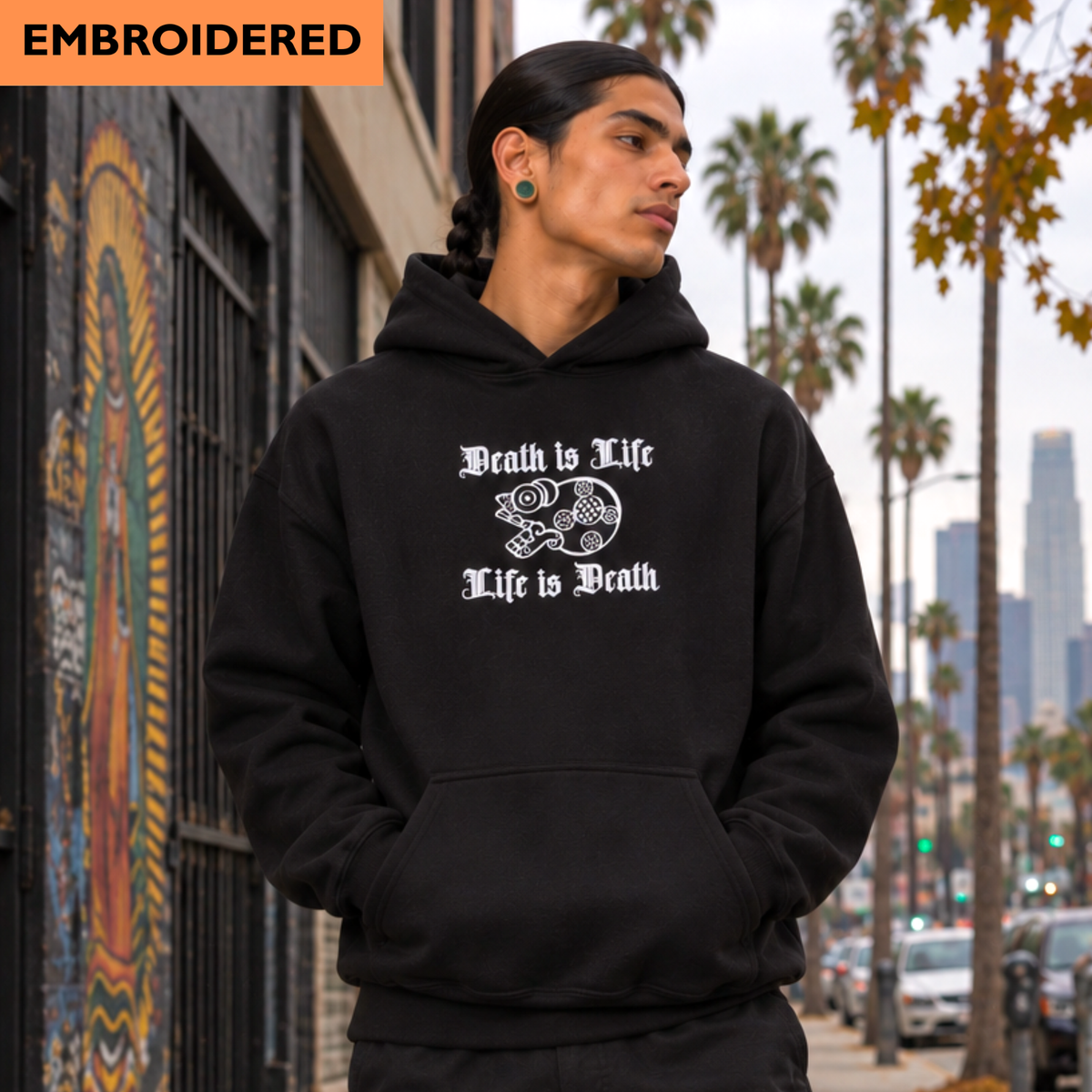 Death is Life, Life is Death Calavera - Embroidered Unisex Hoodie