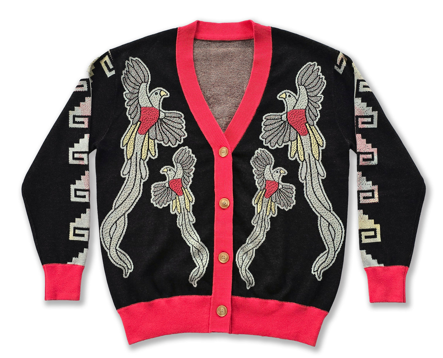 Quetzal y Quetzalcoatl con Flor - Unisex Knit Cardigan