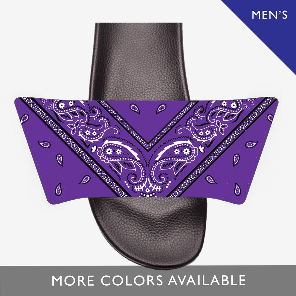 Add On Strap for Men's Slides - Bandana Designs (Choose Purple, Orchid, Red)