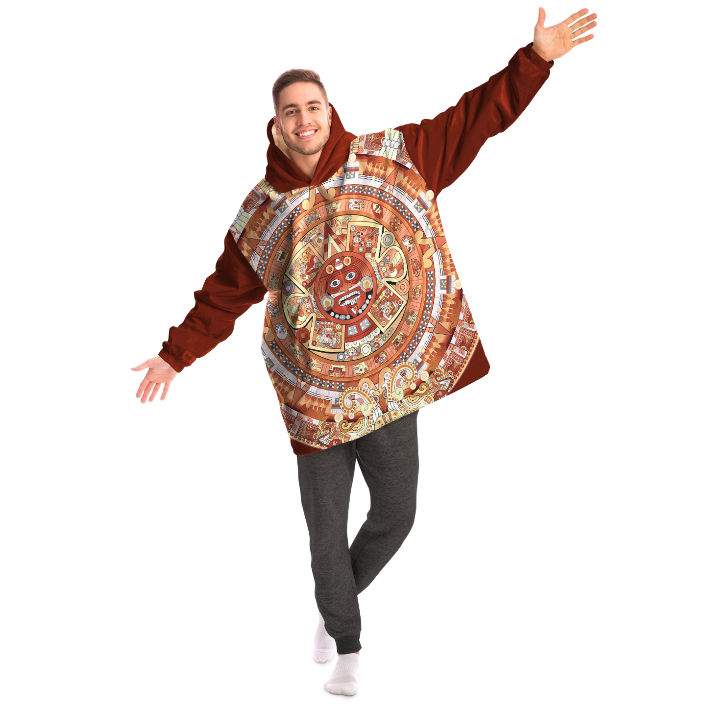 Aztec Calendar (Rust & Tan Colors) - Cobija Hoodie