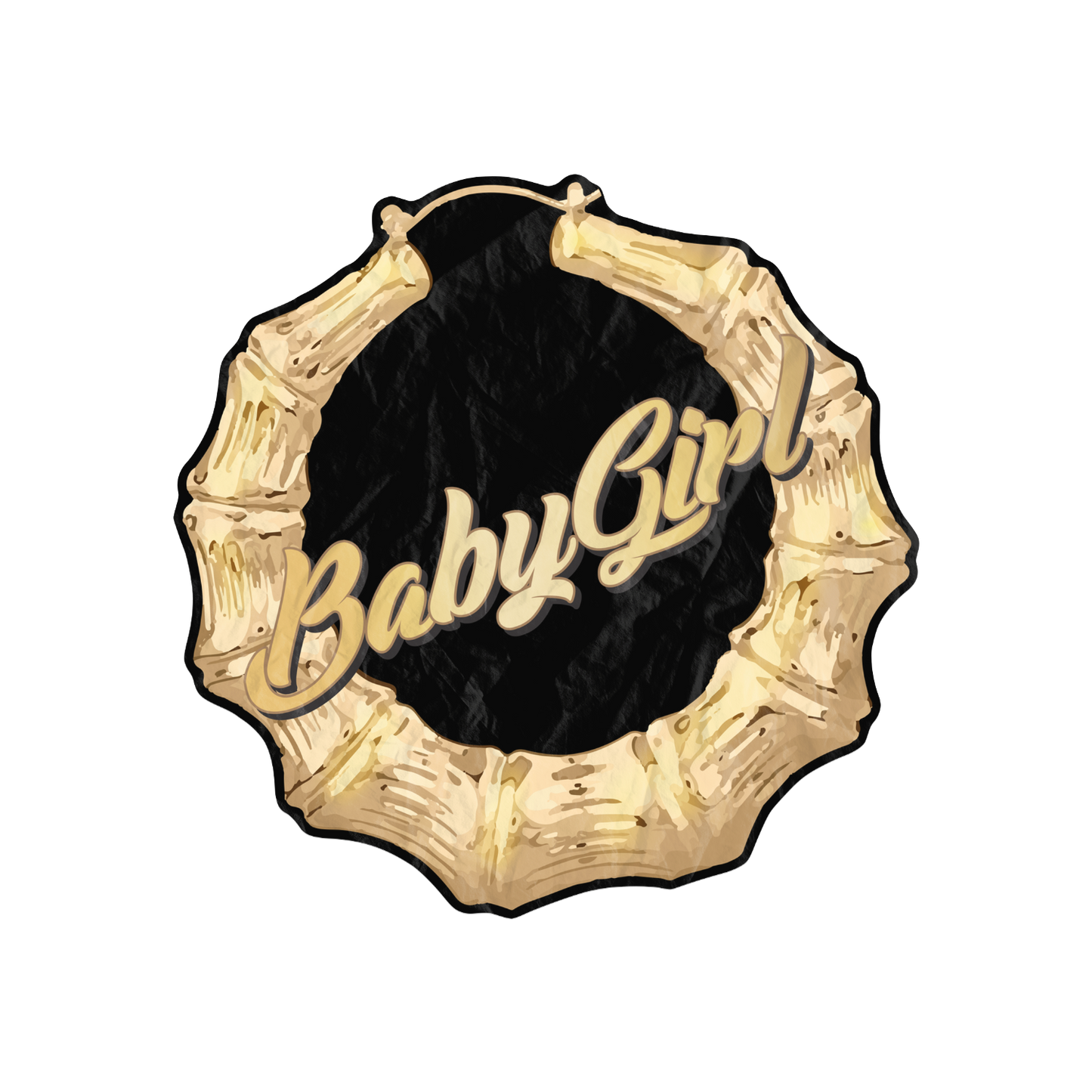 Baby Girl Gold Bamboo Hoop - Large Die Cut Beach Towel