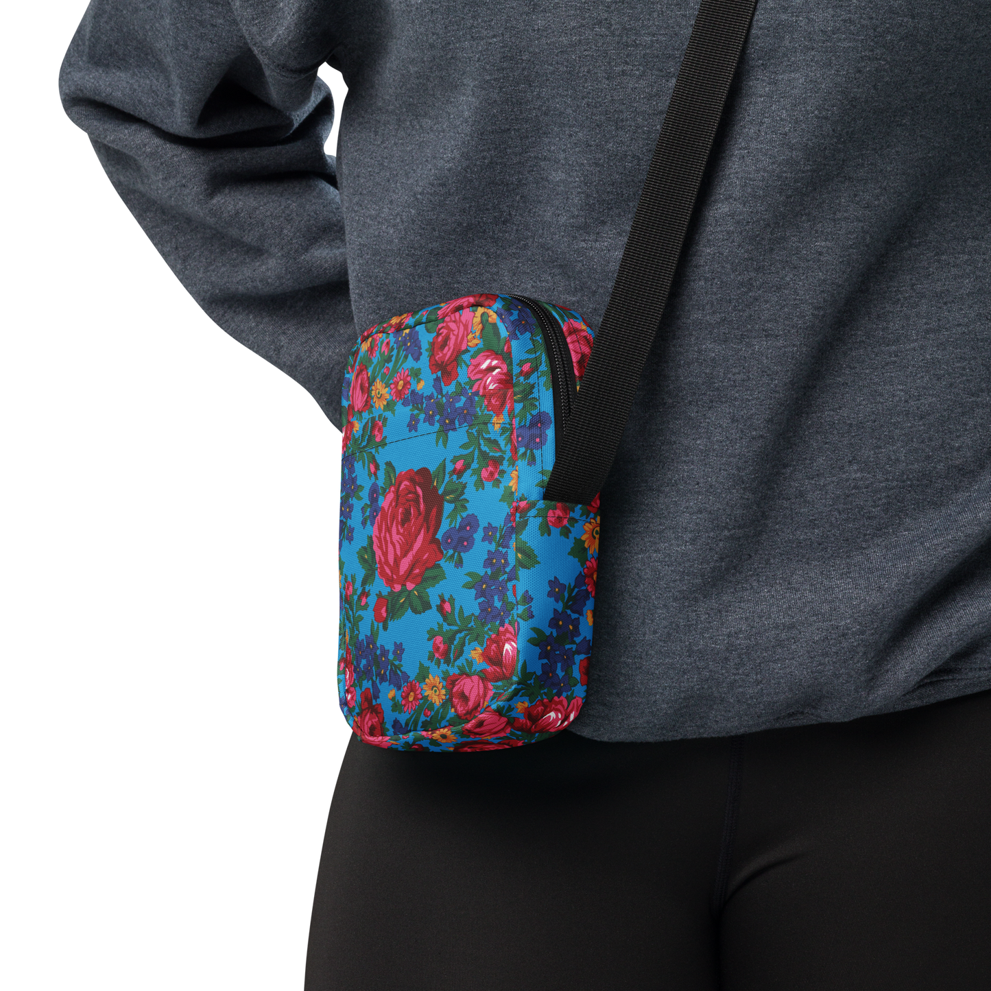 Blue Floral - Unisex Crossbody Bag