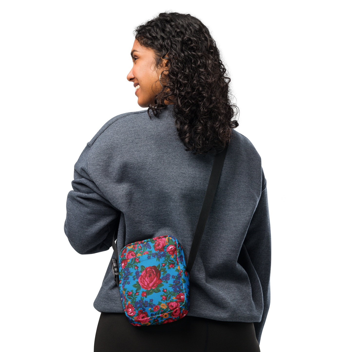 Blue Floral - Unisex Crossbody Bag