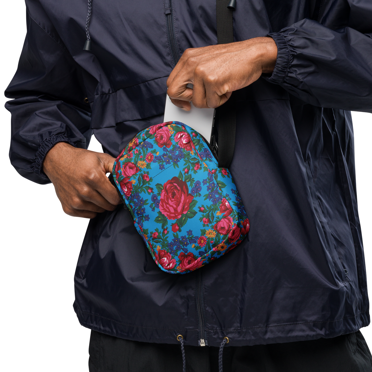 Blue Floral - Unisex Crossbody Bag