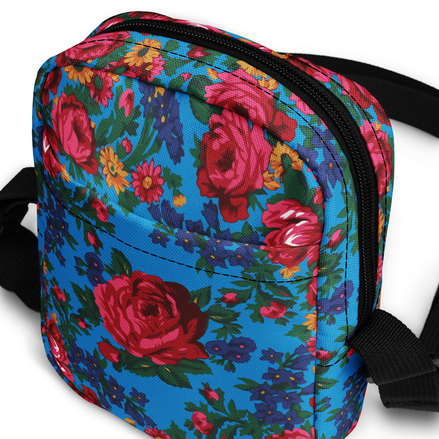 Blue Floral - Unisex Crossbody Bag