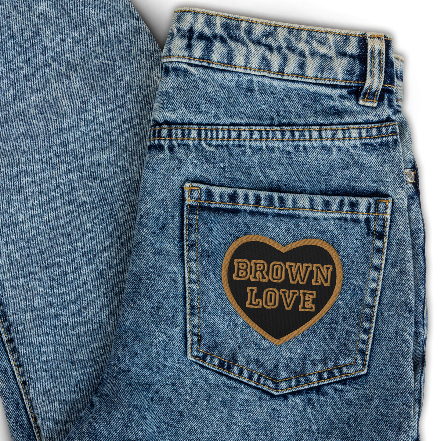 Brown Love - Embroidered Heart Patch