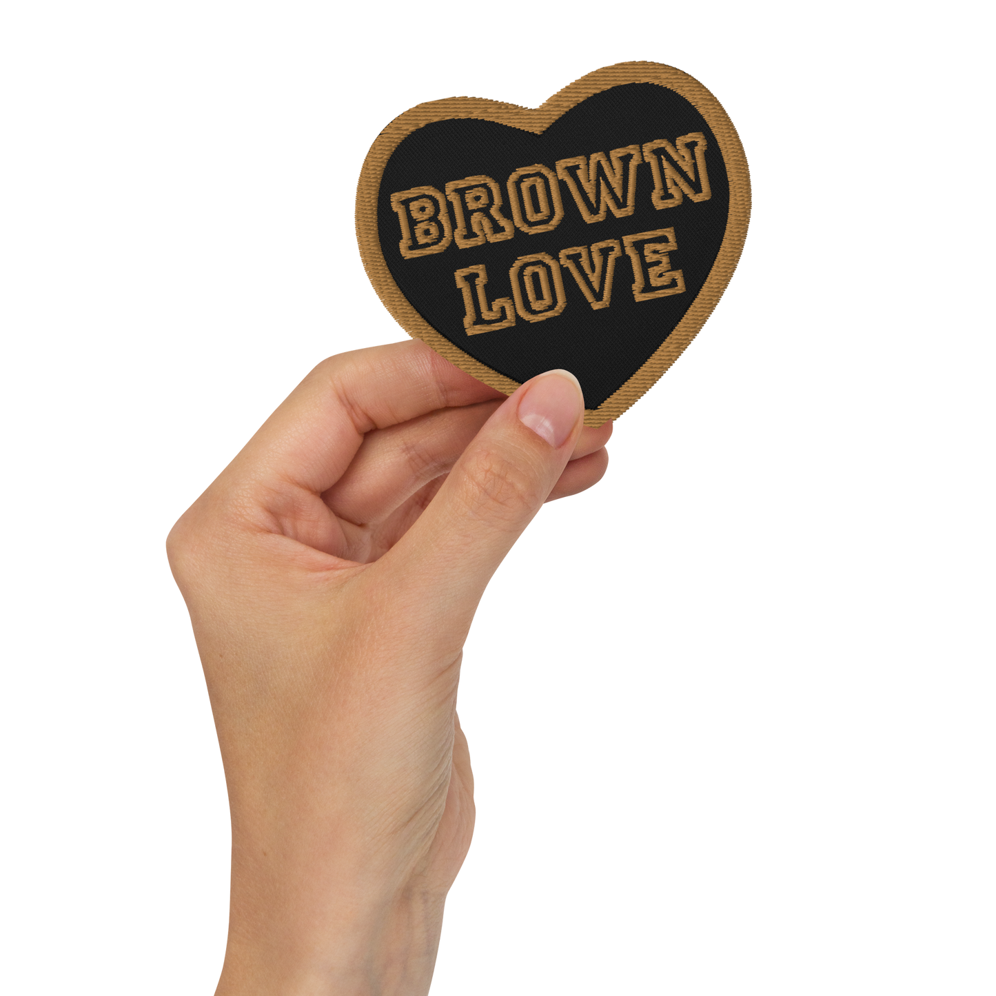 Brown Love - Embroidered Heart Patch
