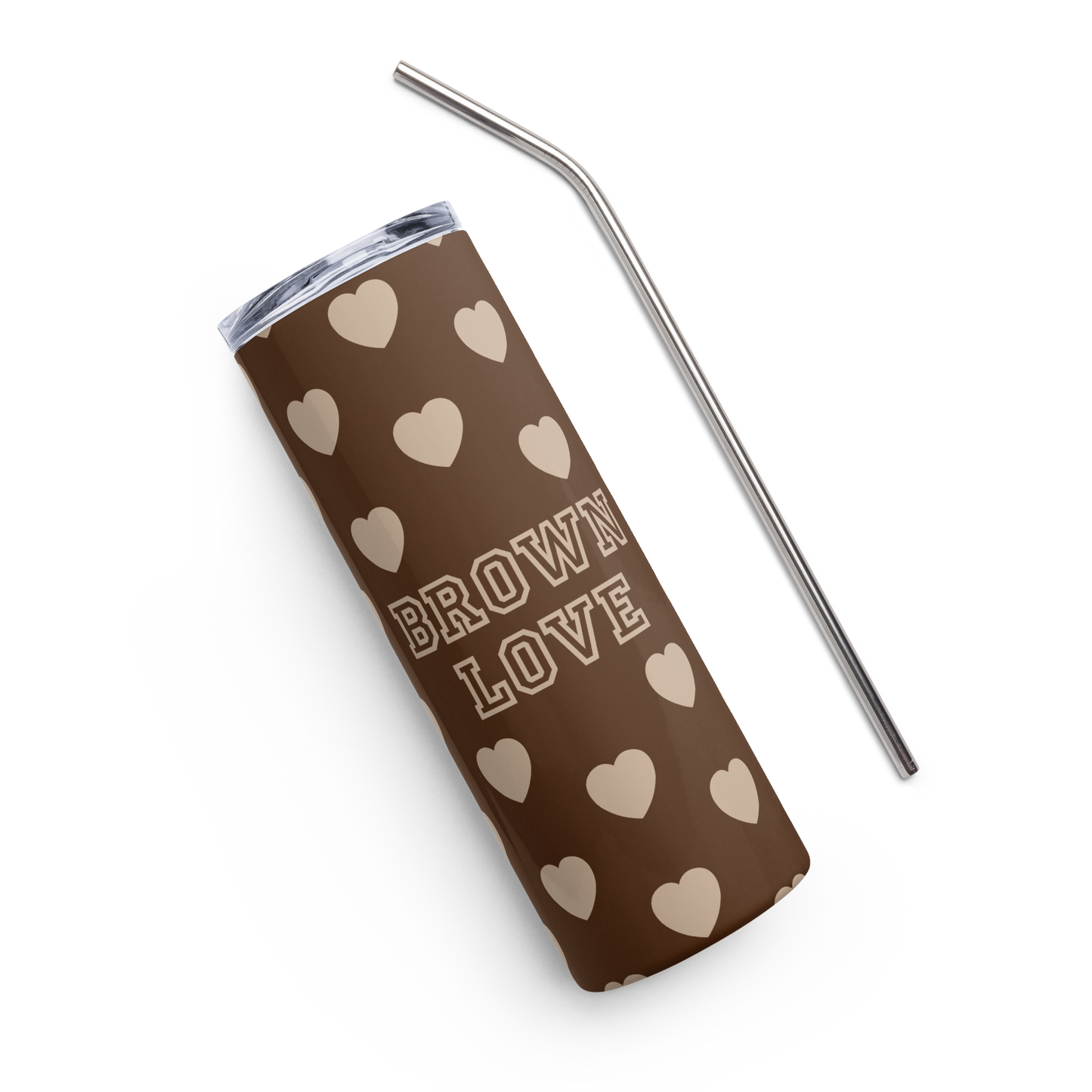 Brown Love - Stainless Steel Tumbler with Straw