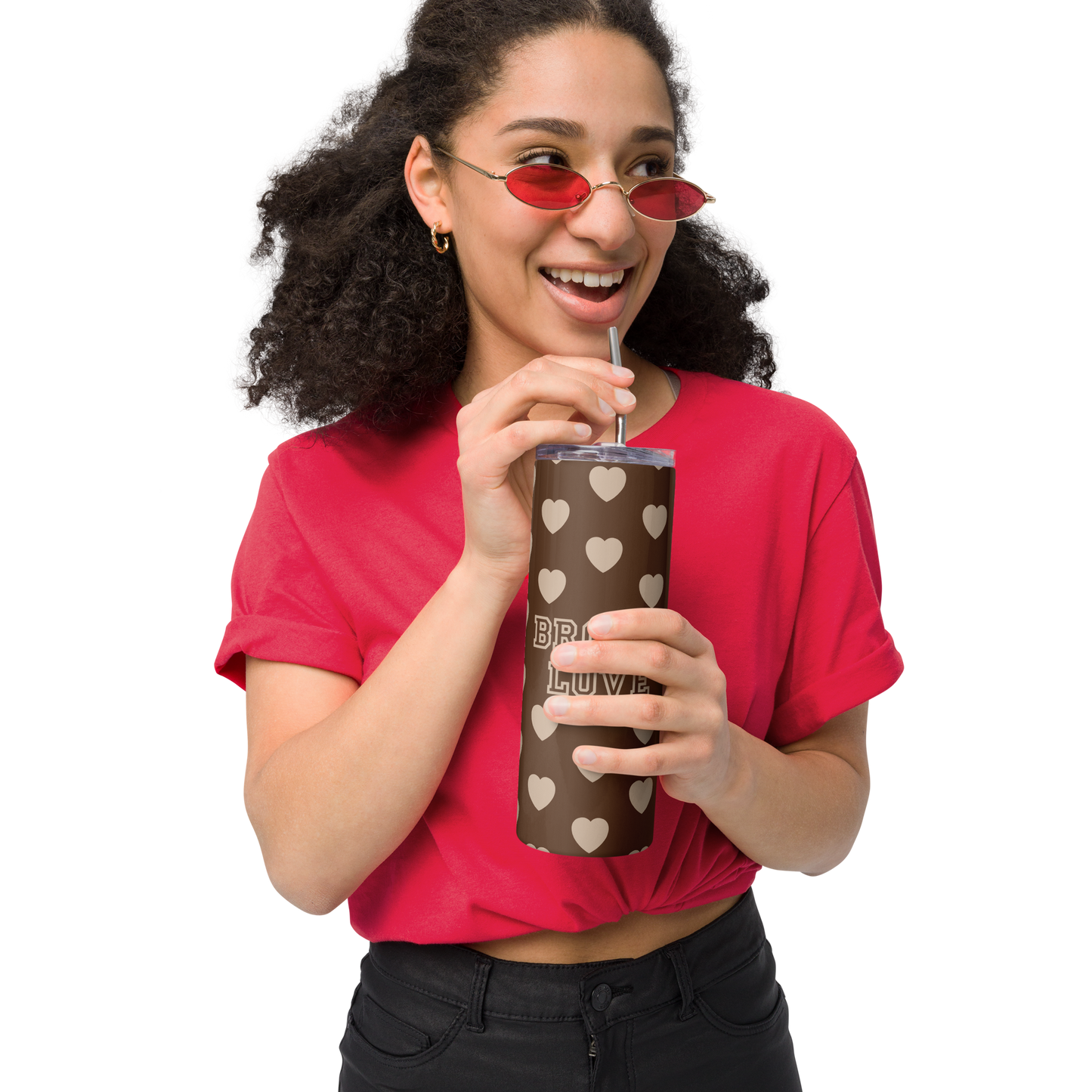 Brown Love - Stainless Steel Tumbler with Straw