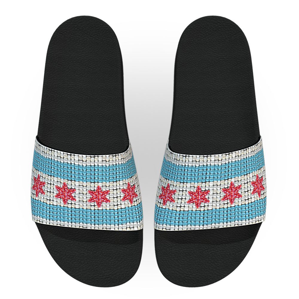 Chicago Flag (Digital Beadwork) - Unisex Slide Sandal