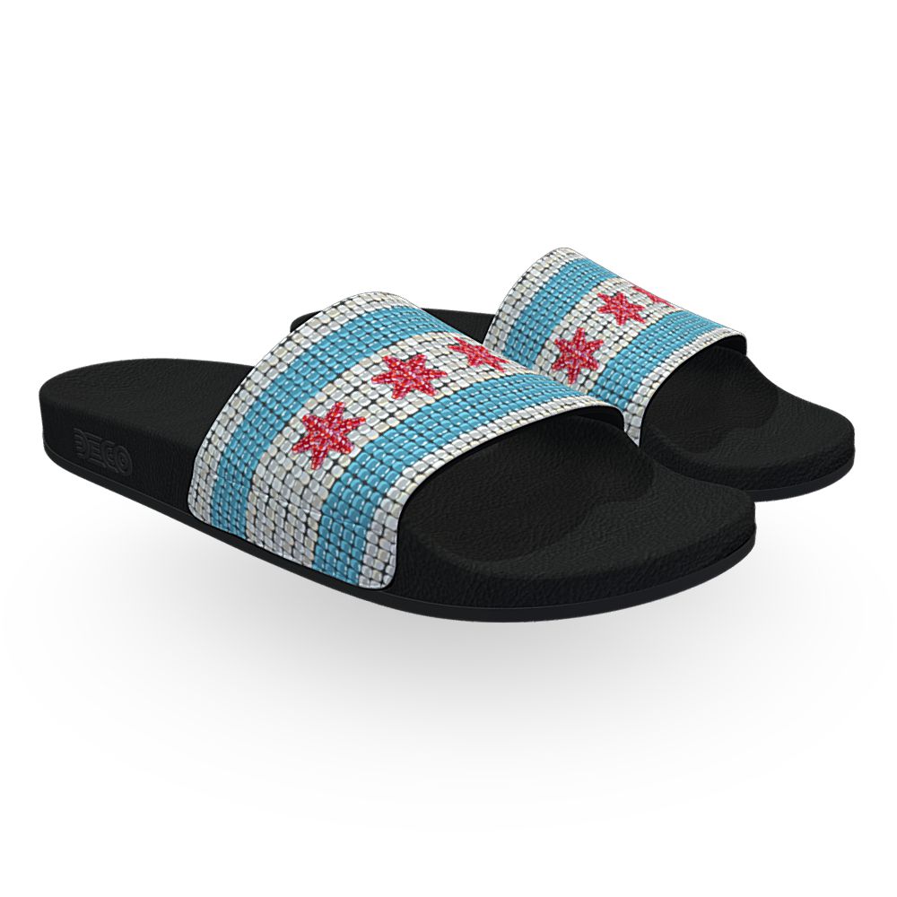 Chicago Flag (Digital Beadwork) - Unisex Slide Sandal