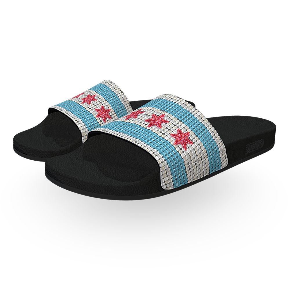 Chicago Flag (Digital Beadwork) - Unisex Slide Sandal