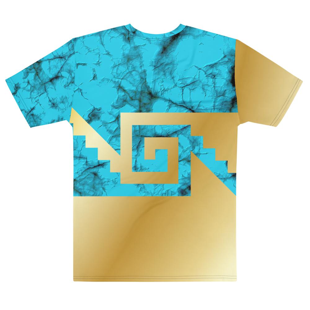 Chimalli Turquoise and Gold - All Over Print T-Shirt - Licuado Wear