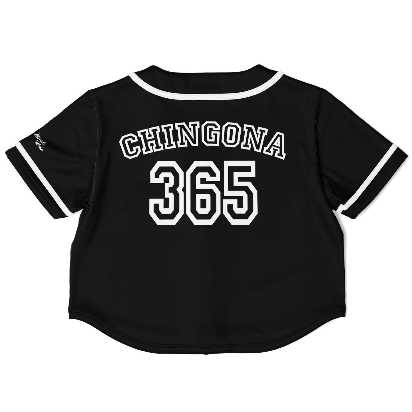 Chingona 365 (Black) - Cropped Baseball Jersey