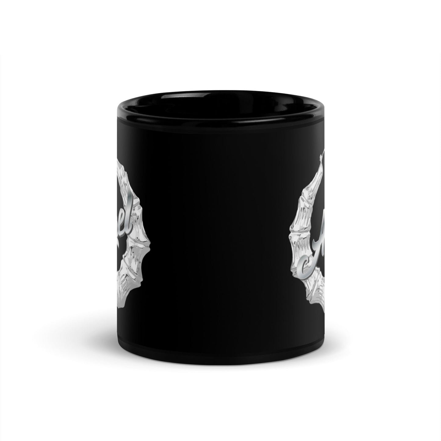 Custom Name Bamboo Earring (Silver/Gold) - Black Glossy Mug