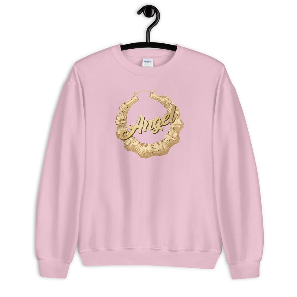 Custom Name Bamboo Earring (Silver/Gold) - Unisex Sweatshirt