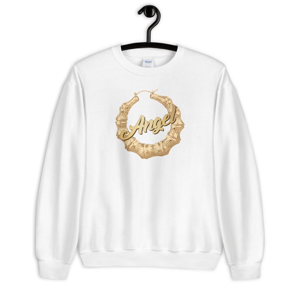 Custom Name Bamboo Earring (Silver/Gold) - Unisex Sweatshirt