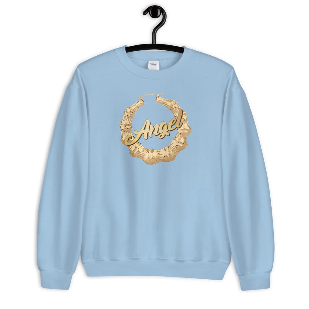 Custom Name Bamboo Earring (Silver/Gold) - Unisex Sweatshirt