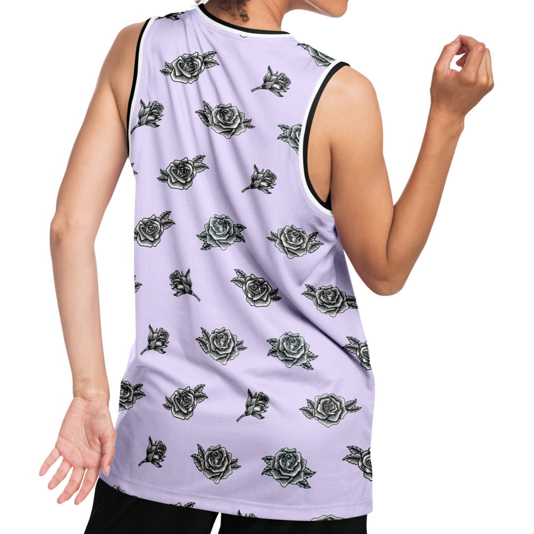Chingona 365 with Roses - Lavender Basketball Jersey