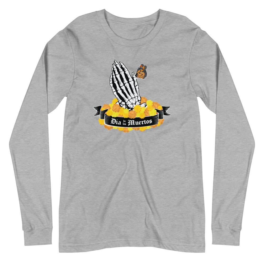 Día de los Muertos Praying Hands with Cempasúchil - Unisex Long Sleeve T-Shirt-T-Shirt-Licuado Wear