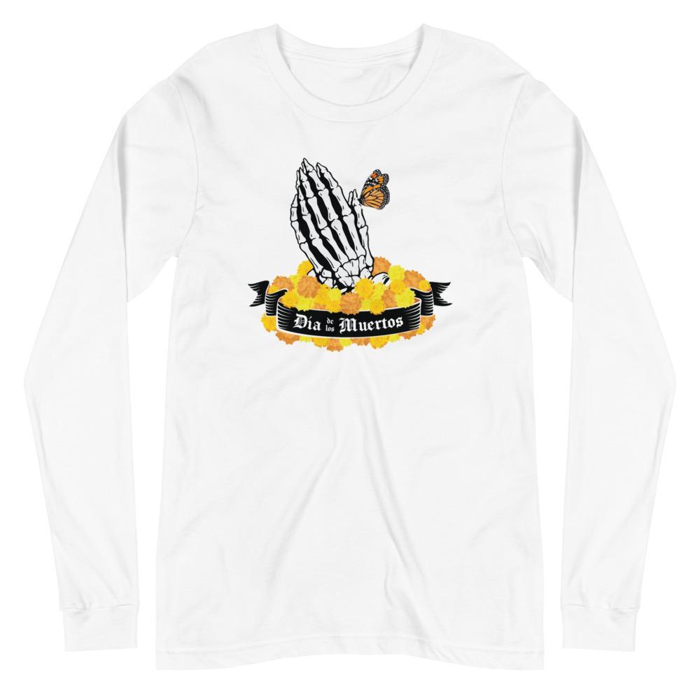 Día de los Muertos Praying Hands with Cempasúchil - Unisex Long Sleeve T-Shirt-T-Shirt-Licuado Wear