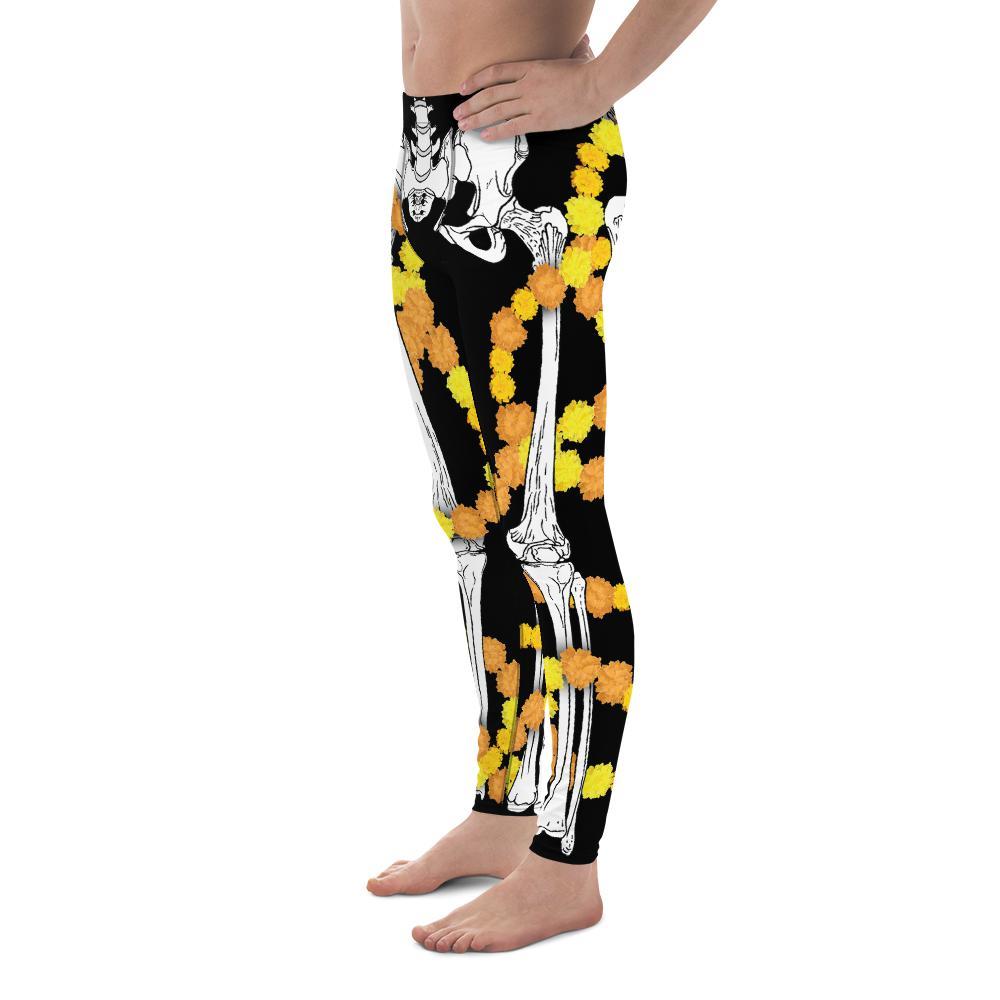 Día de los Muertos Skeleton wrapped in Cempasúchil - Men's Leggings-Legging-Licuado Wear