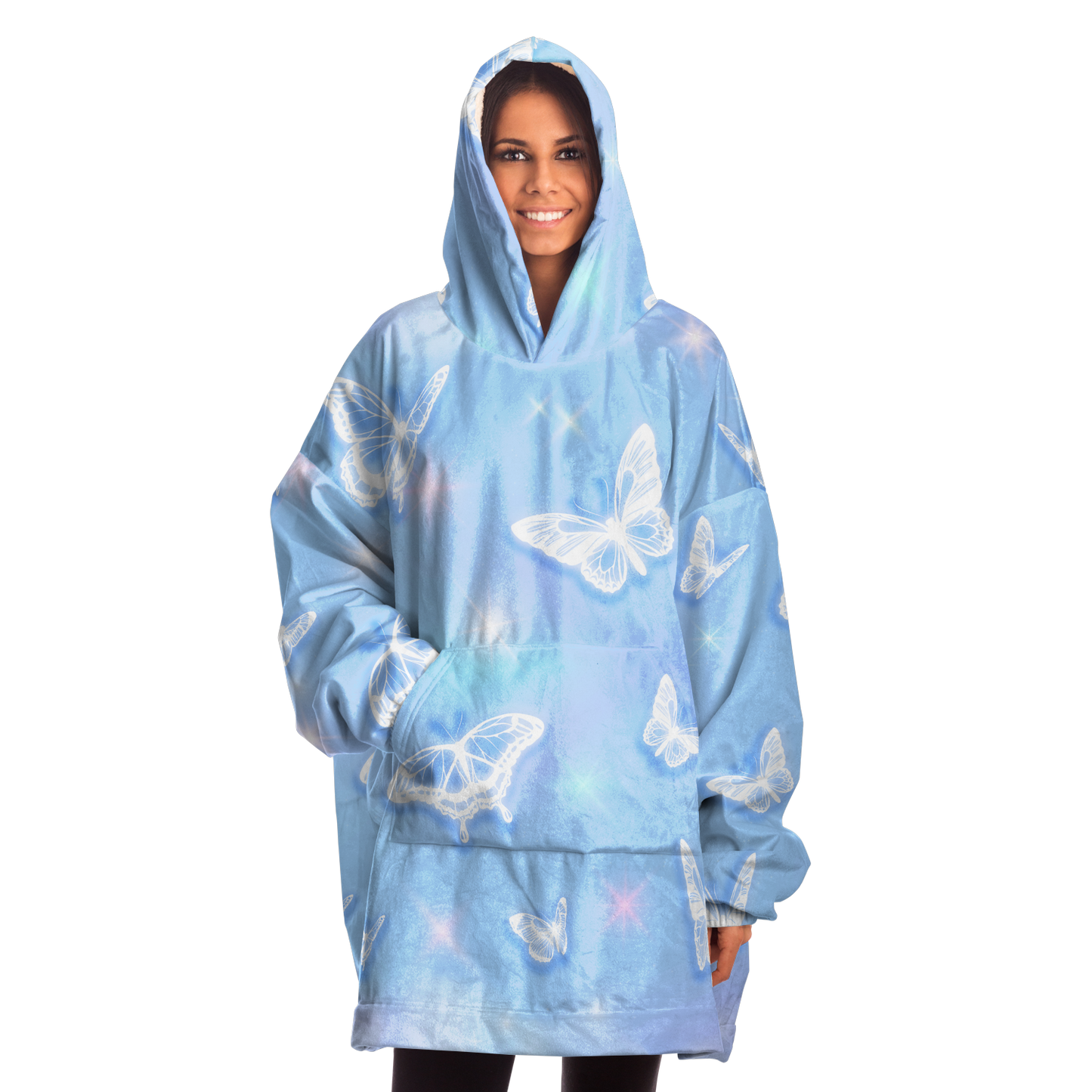 Dreamy Butterflies (Blue & White) - Cobija Hoodie