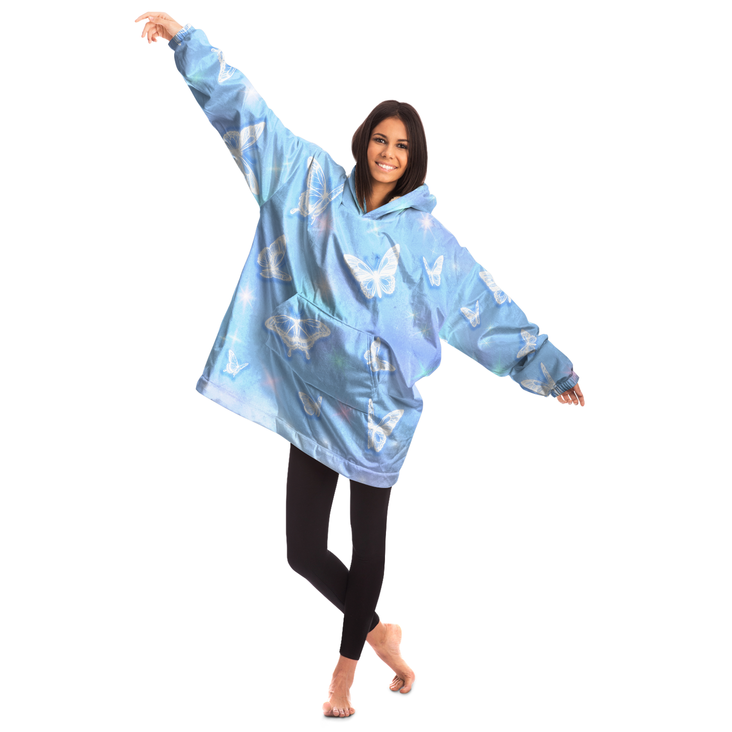 Dreamy Butterflies (Blue & White) - Cobija Hoodie