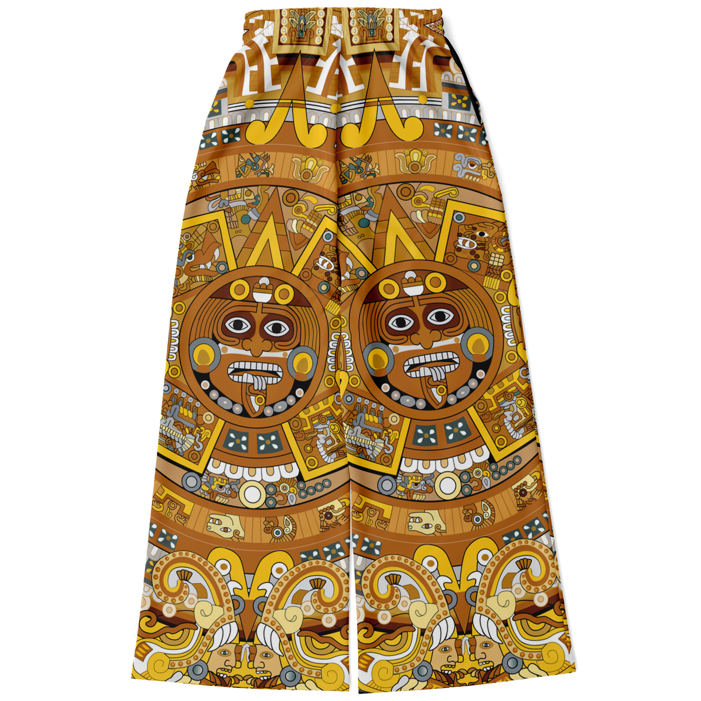Gold & Black Aztec Calendar - Flare Fleece Pant