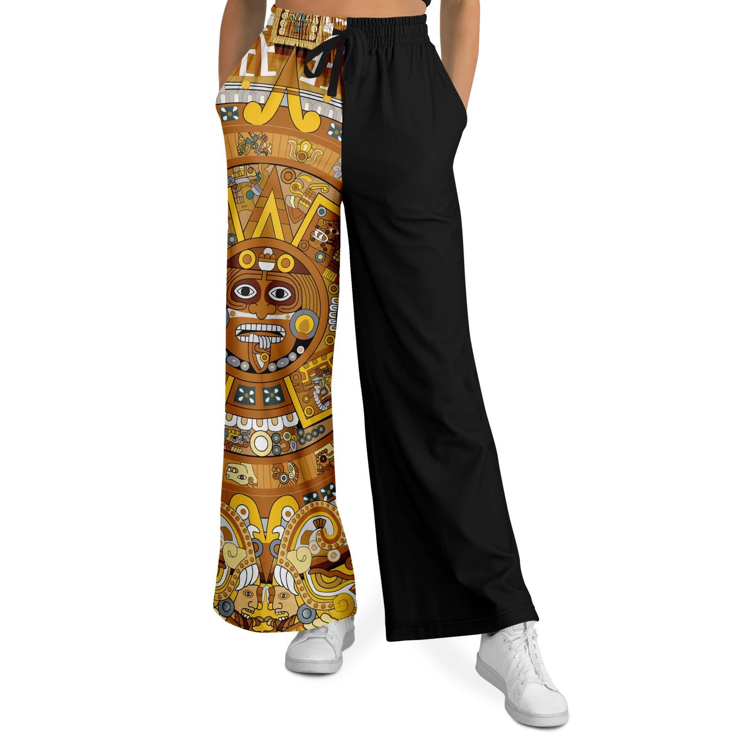 Gold & Black Aztec Calendar - Flare Pant
