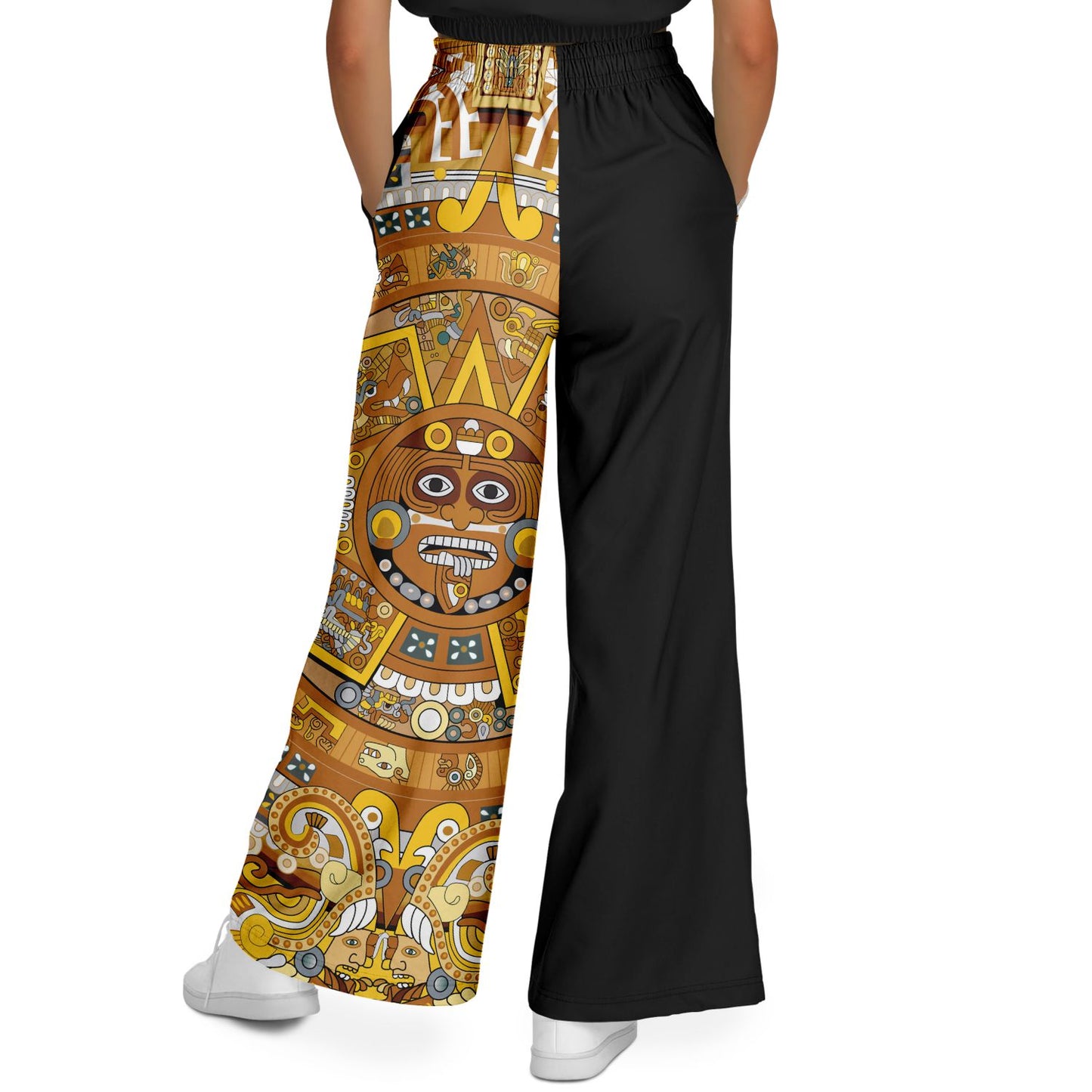 Gold & Black Aztec Calendar - Flare Pant