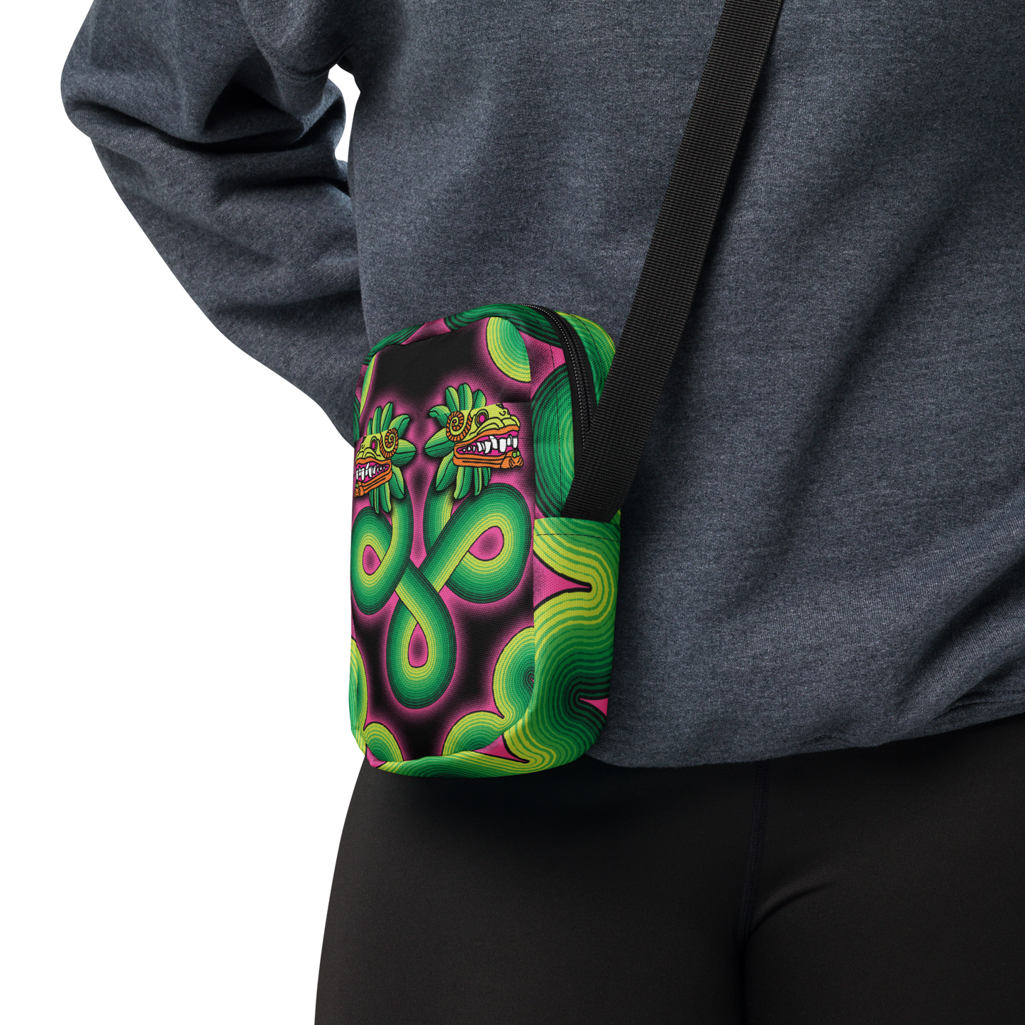 Green and Pink Quetzalcoatl - Unisex Crossbody Bag
