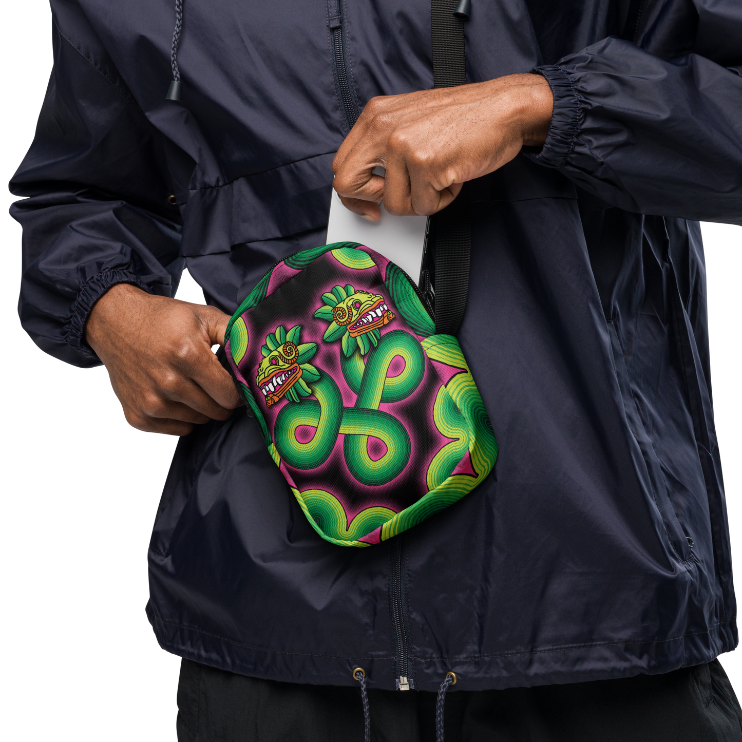 Green and Pink Quetzalcoatl - Unisex Crossbody Bag