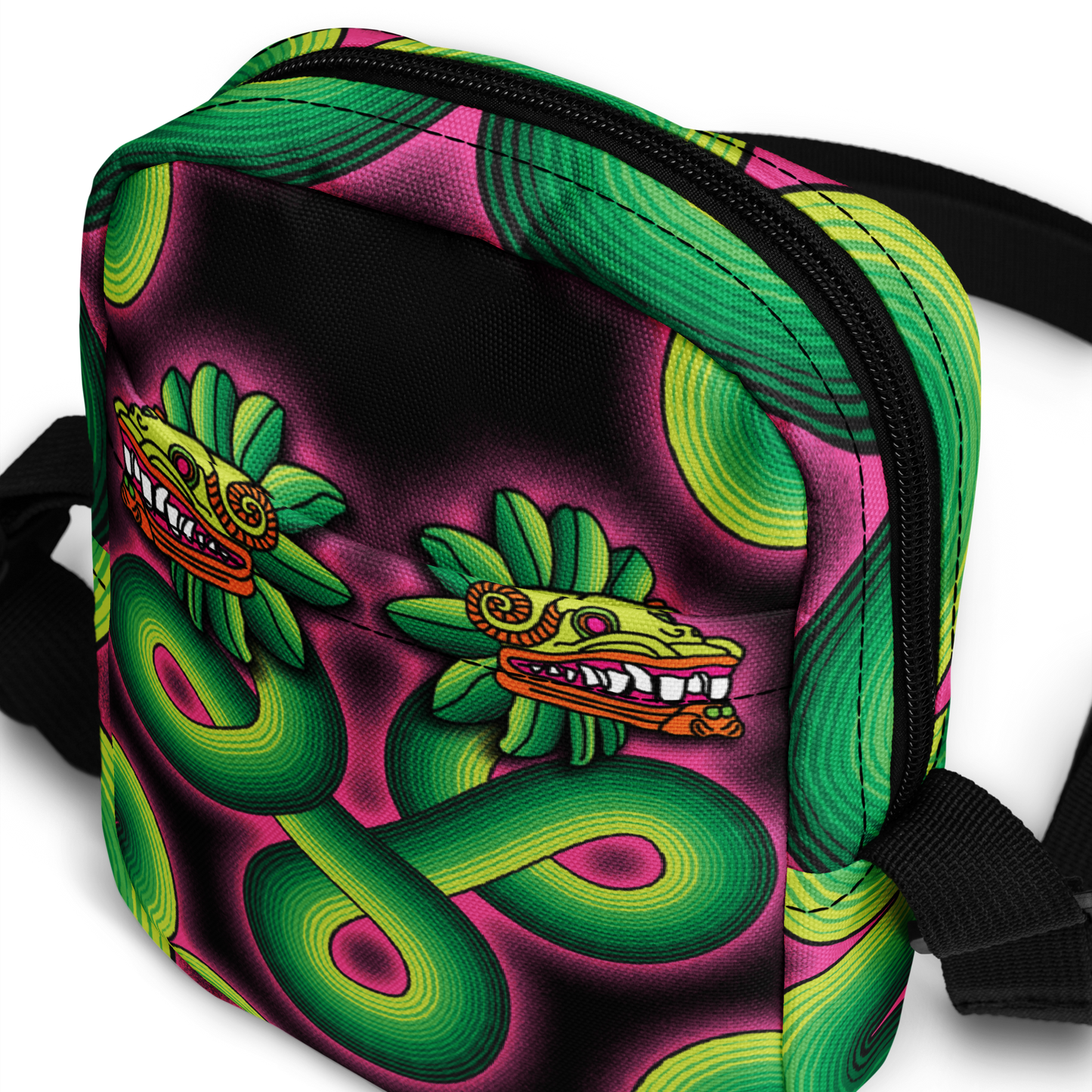Green and Pink Quetzalcoatl - Unisex Crossbody Bag