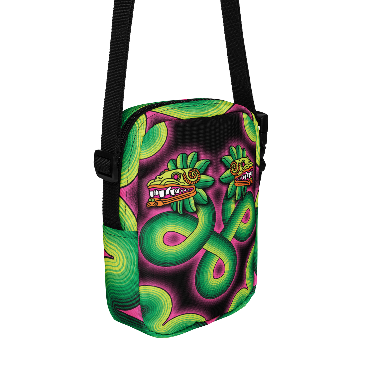 Green and Pink Quetzalcoatl - Unisex Crossbody Bag