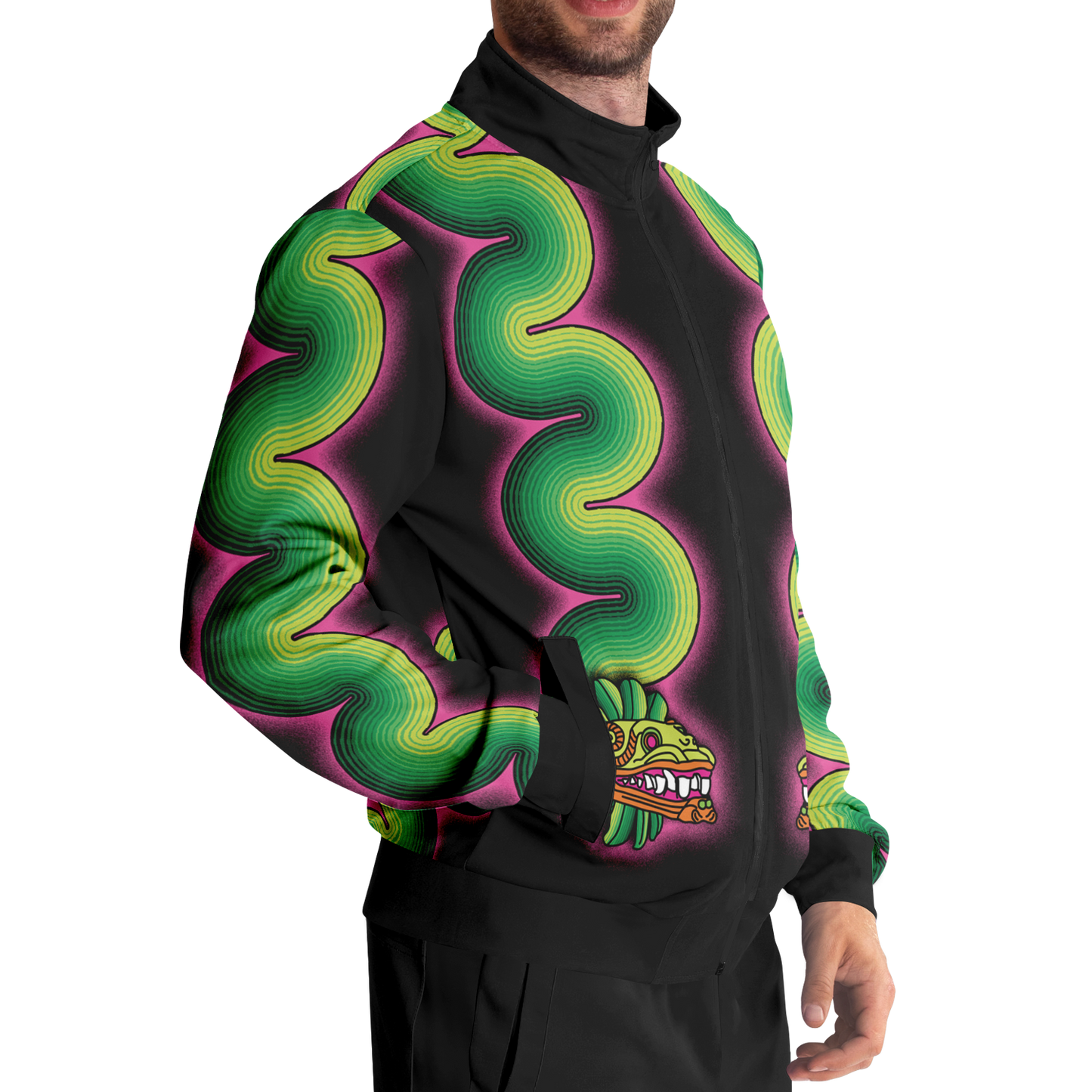 Green and Pink Quetzalcoatl - Unisex Track Jacket