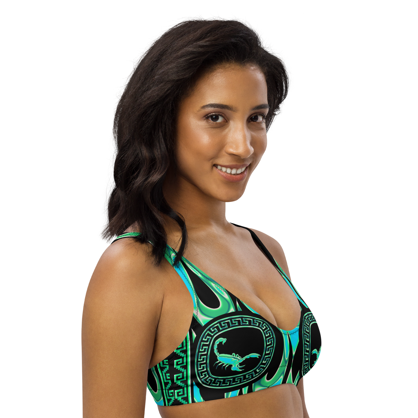 Green Chrome Charro (Escorpión/Scorpion) - Recycled Bikini Top