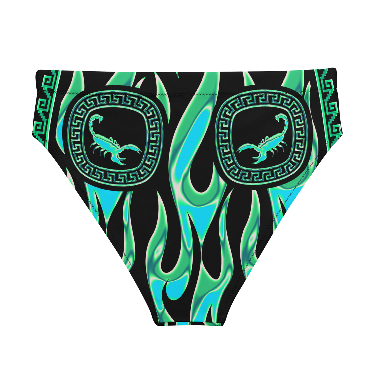 Green Chrome Charro (Escorpión/Scorpion) - Recycled High-Waisted Bikini Bottom