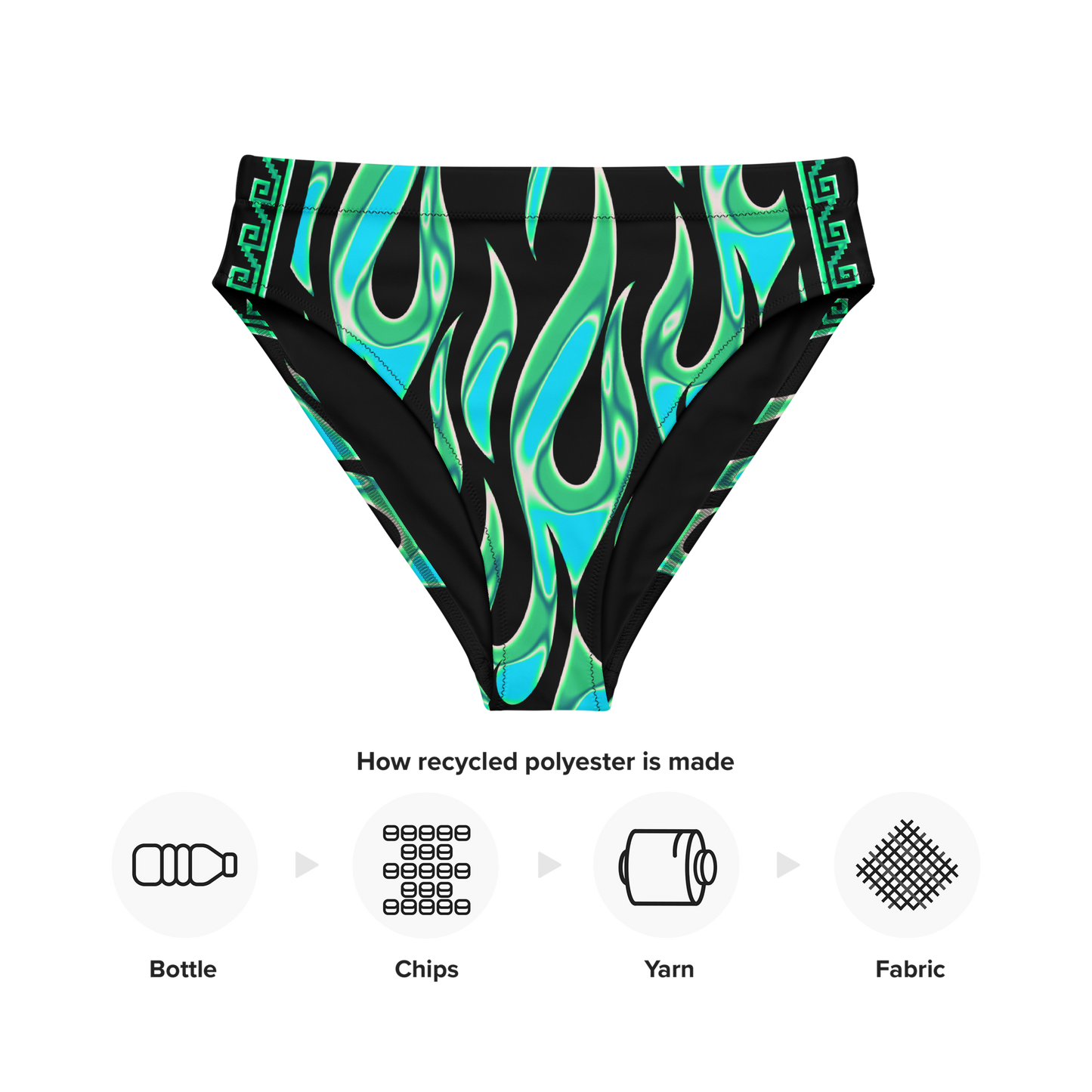 Green Chrome Charro (Escorpión/Scorpion) - Recycled High-Waisted Bikini Bottom