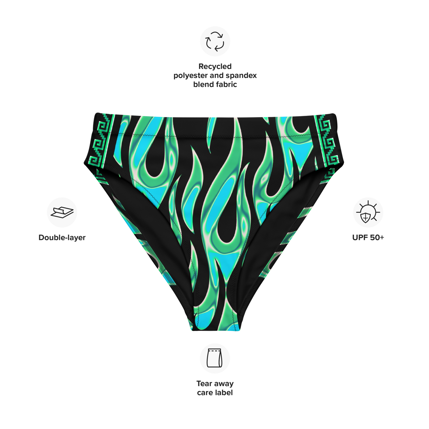 Green Chrome Charro (Escorpión/Scorpion) - Recycled High-Waisted Bikini Bottom