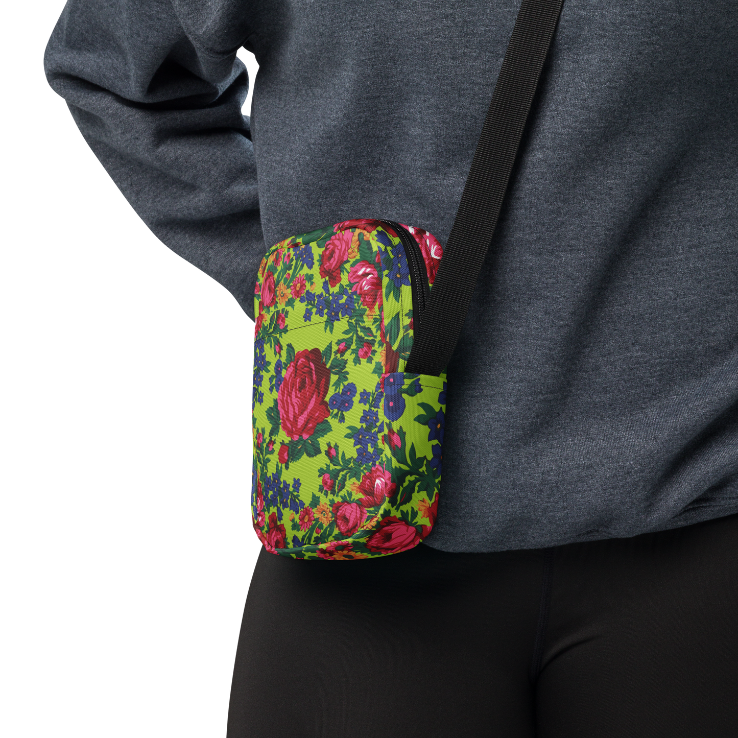 Green Floral - Unisex Crossbody Bag