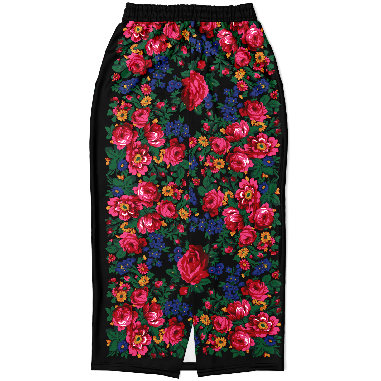 Kokum Floral (Black) - Athletic Midi Skirt