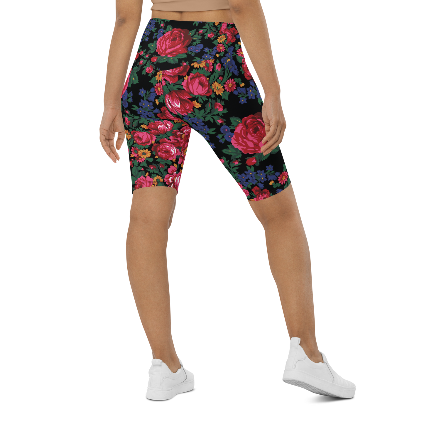 Kokum Floral (Black) - Bike Shorts