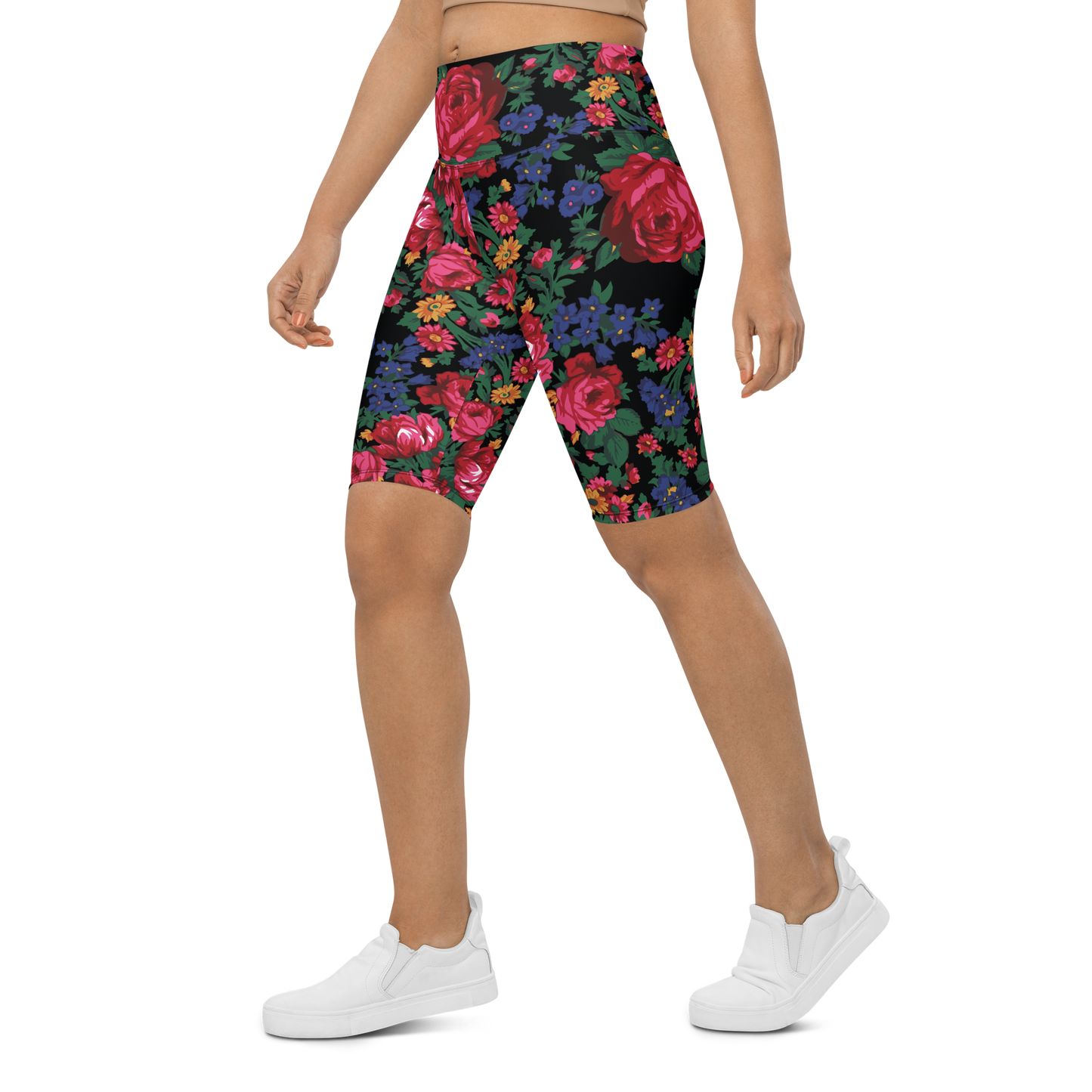 Kokum Floral (Black) - Bike Shorts