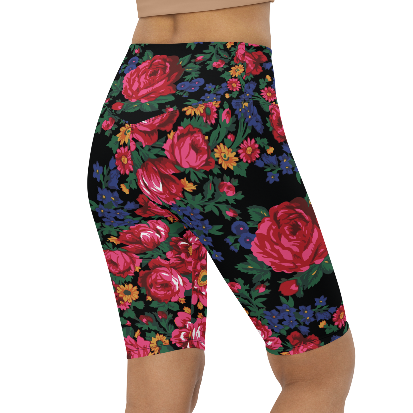 Kokum Floral (Black) - Bike Shorts