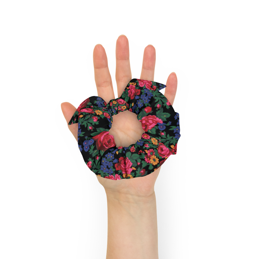 Kokum Floral (Black) - Hair Scrunchie