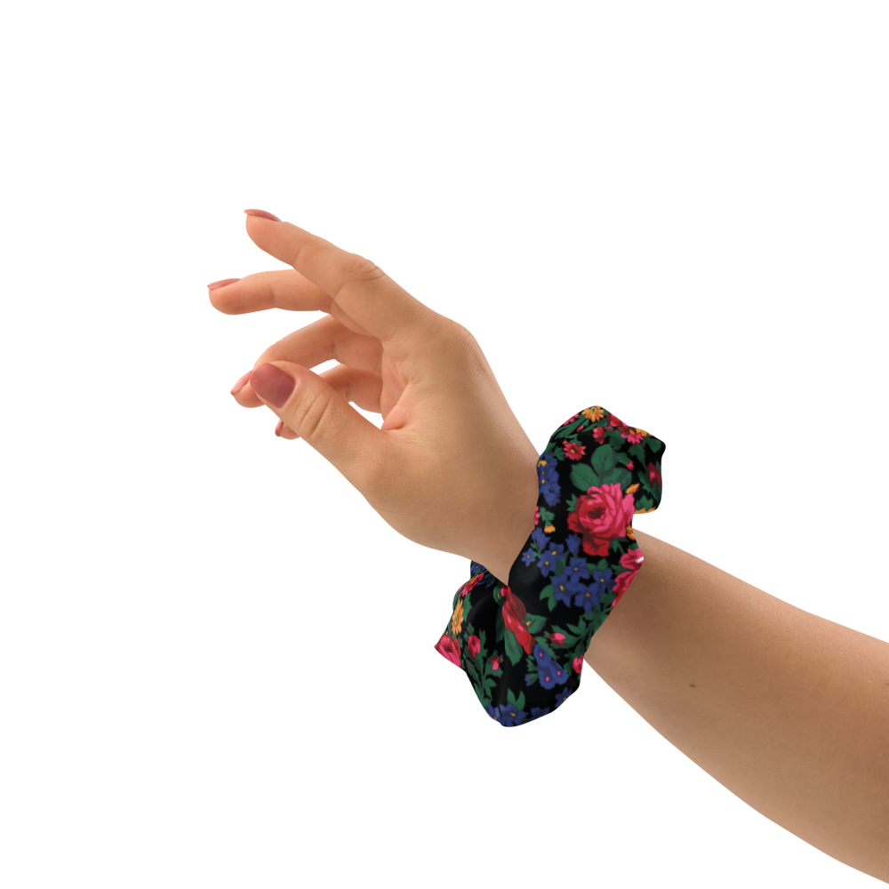 Kokum Floral (Black) - Hair Scrunchie