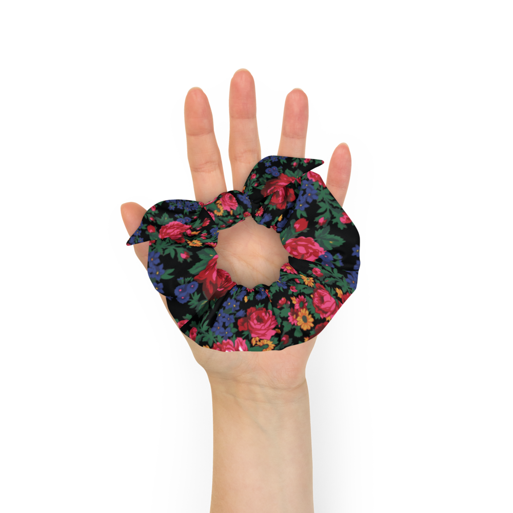 Kokum Floral (Black) - Hair Scrunchie