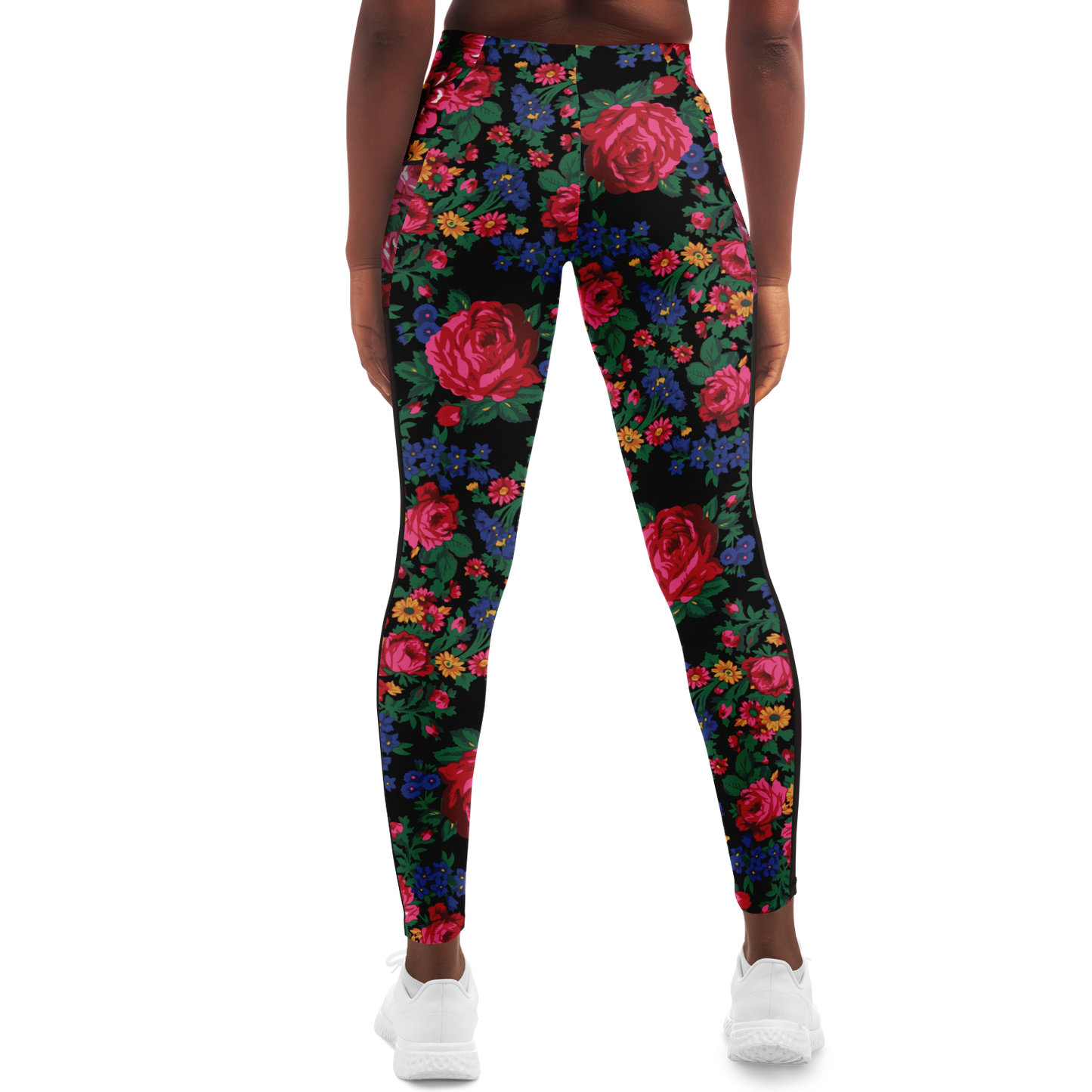 Kokum Floral (Black) - Side Mesh with Pocket Legging